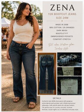 ZENA Size 24W Y2K Bootcut Jeans